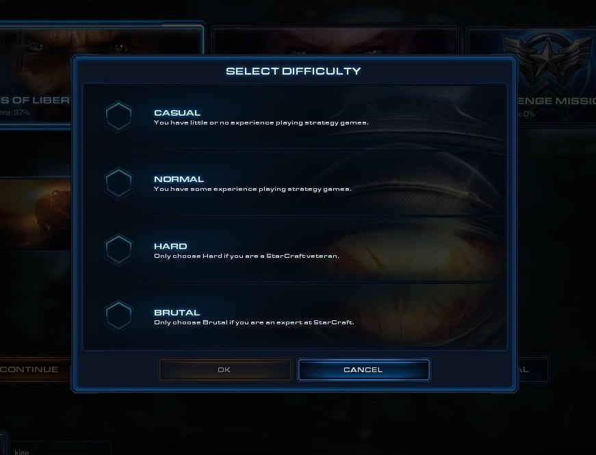 Vanskelighetsgrader i spillet StarCraft 2.