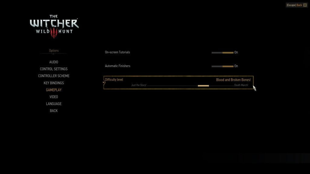 Vanskelighetsgrader i spillet The Witcher 3.